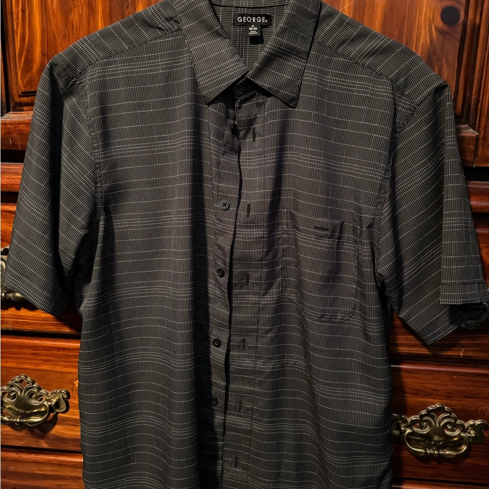 George Men's Charcoal Plaid Button Down Shirt